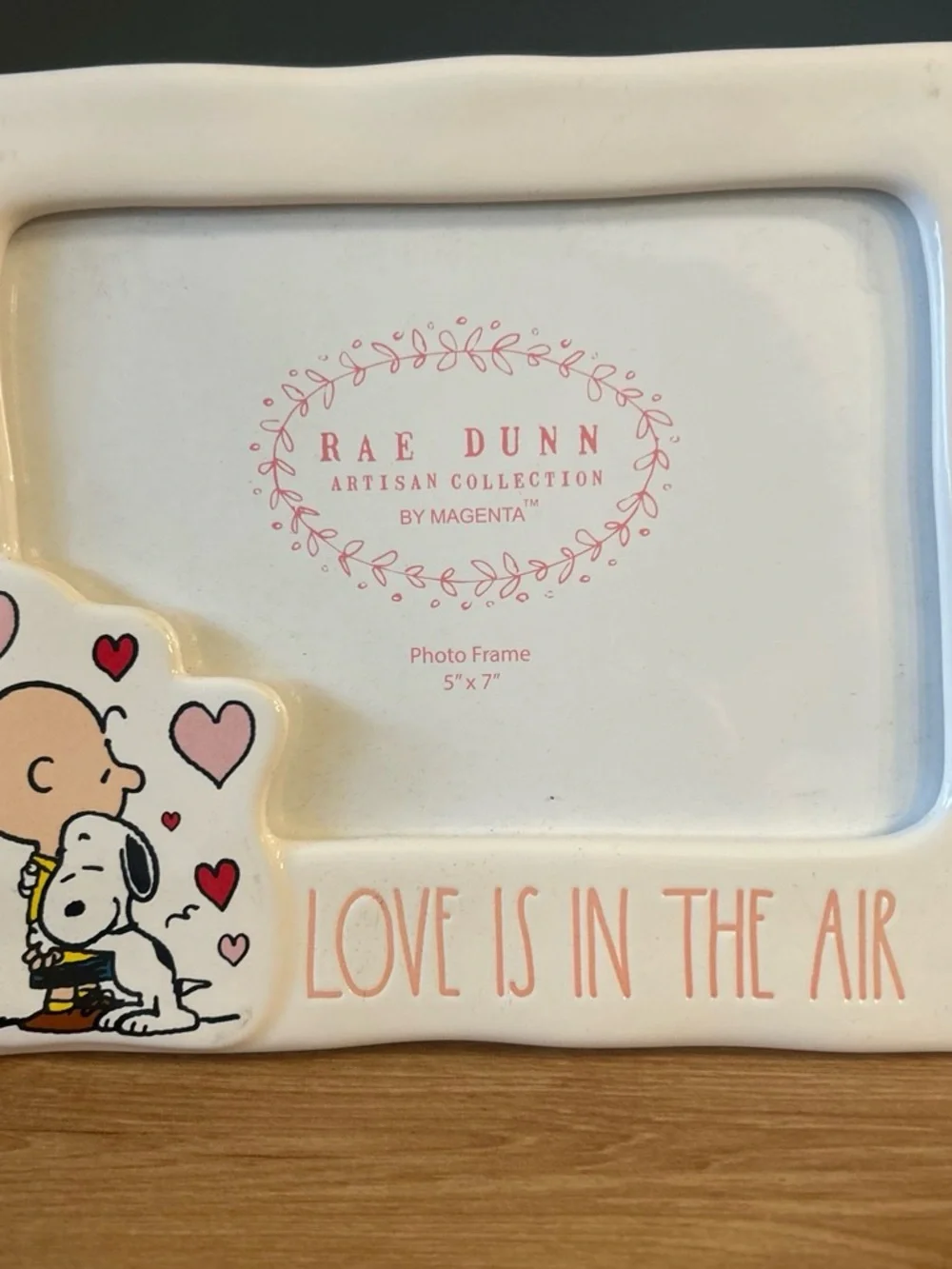 Rae Dunn x Peanuts Charlie Brown & Snoopy Ceramic Picture Frame 5”x7”
